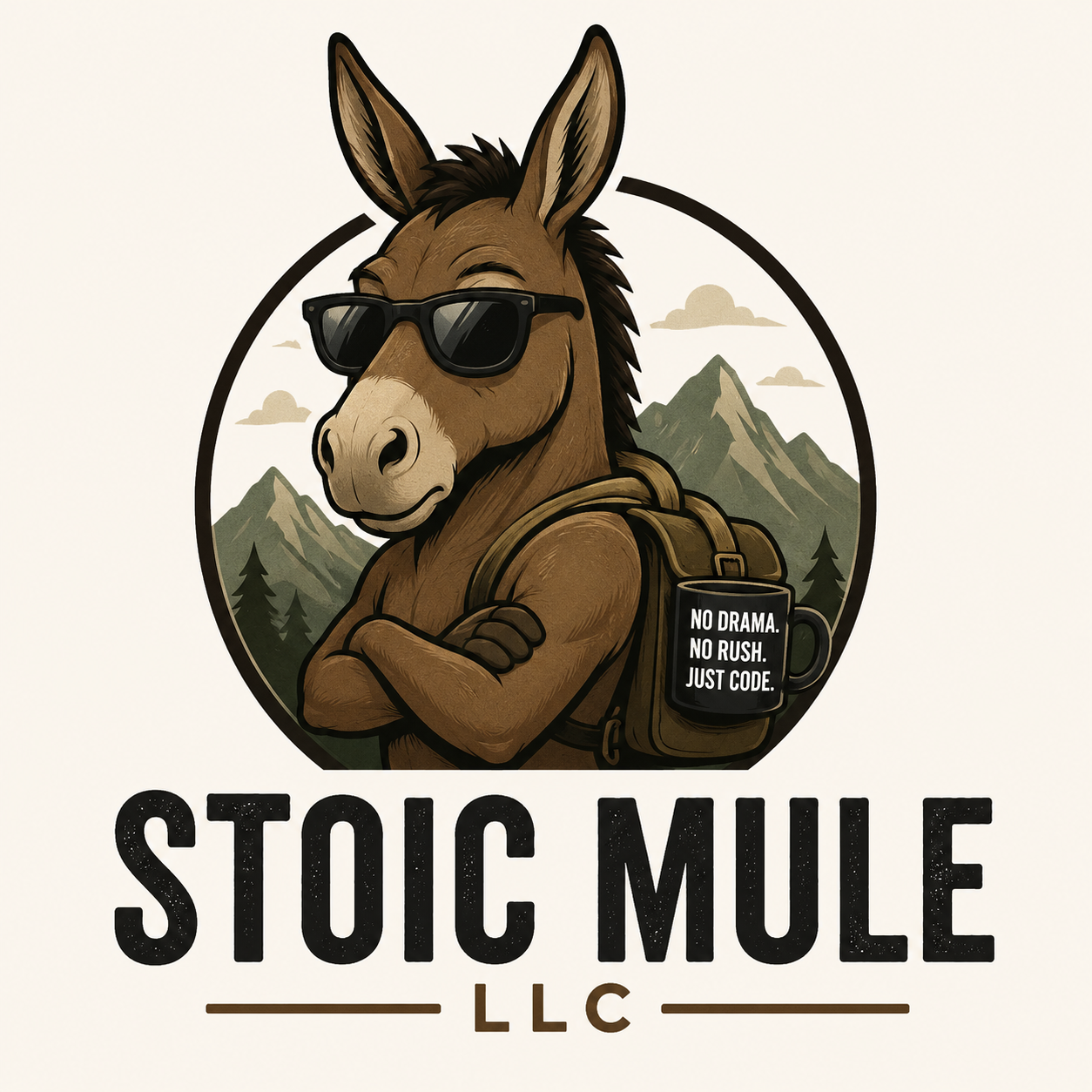 Stoic Mule LLC logo — No drama. No rush. Just code.